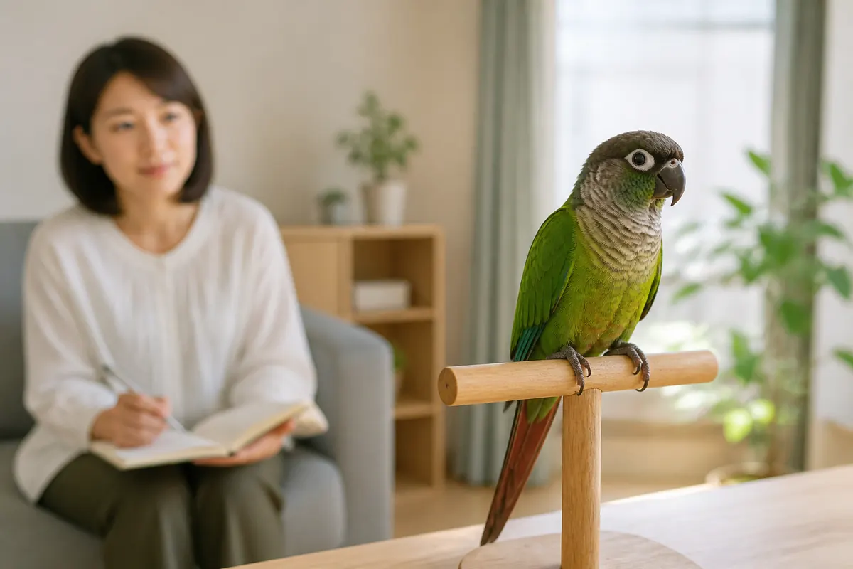 新しい飼い主を待つ中型インコと迎える前に相談する人