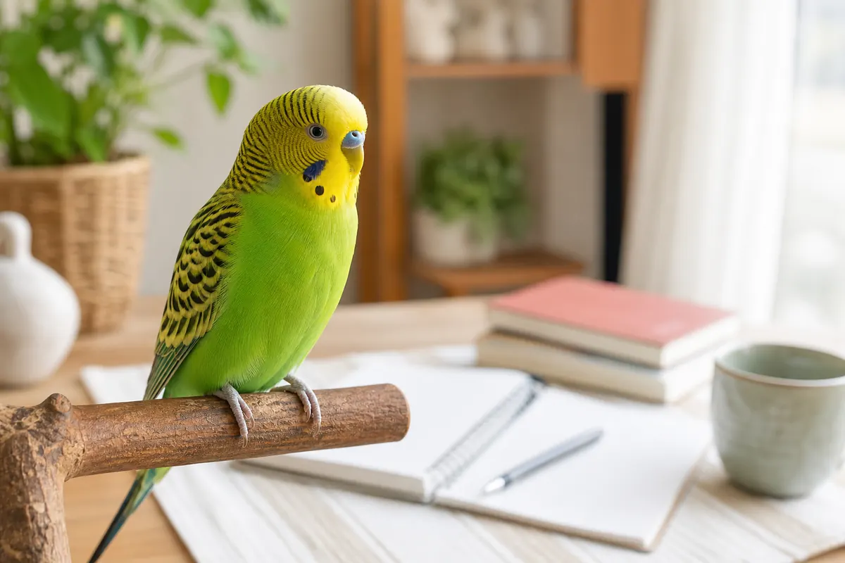 インコと暮らす家で将来の医療費を考える様子