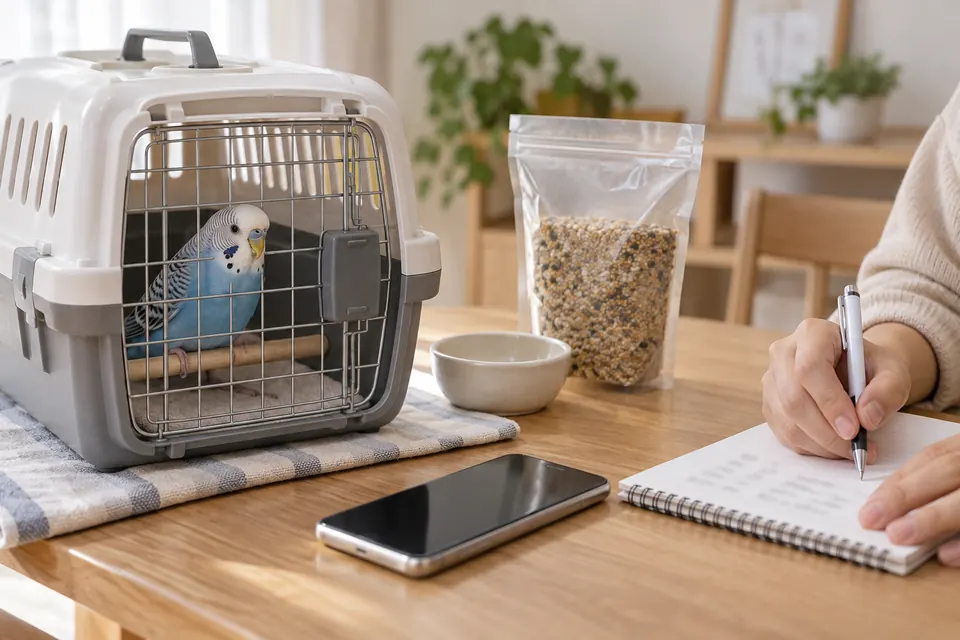 インコの誤食後に食材と時刻をノートへ記録し動物病院へ相談する準備